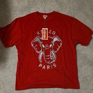 Kenzo Red Tee with Elephant Design